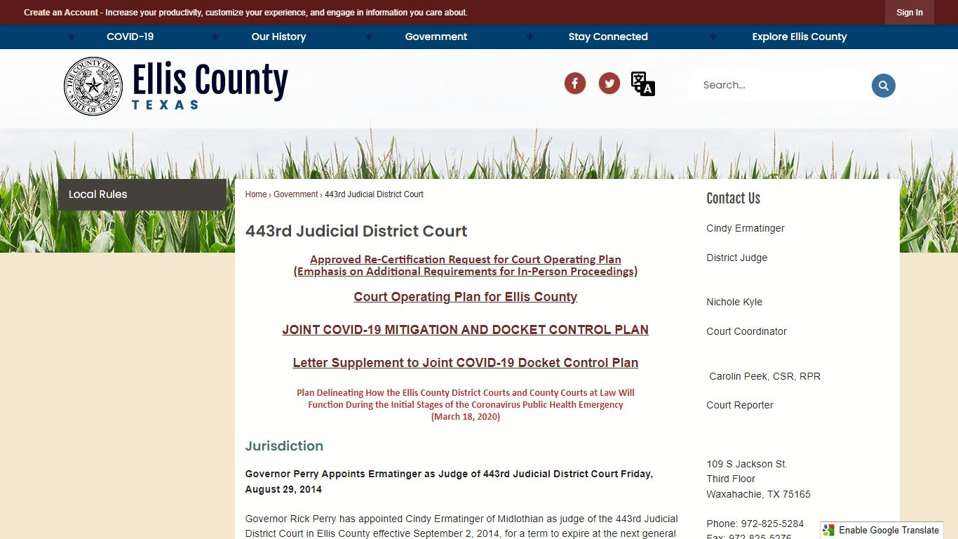 443rd Judicial District Court | Ellis County, TX Official Website